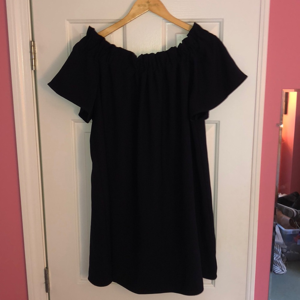 Off the shoulder navy dress